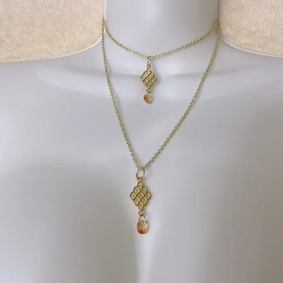 New “Forever” 18K Plated Gold Double Layer Choker Necklace - Picture 2 of 3